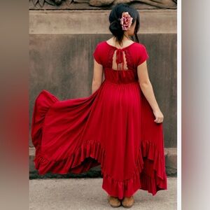 Joyfolie Braelyn Dress Scarlet Red High Low Ruffle Girls Size 10